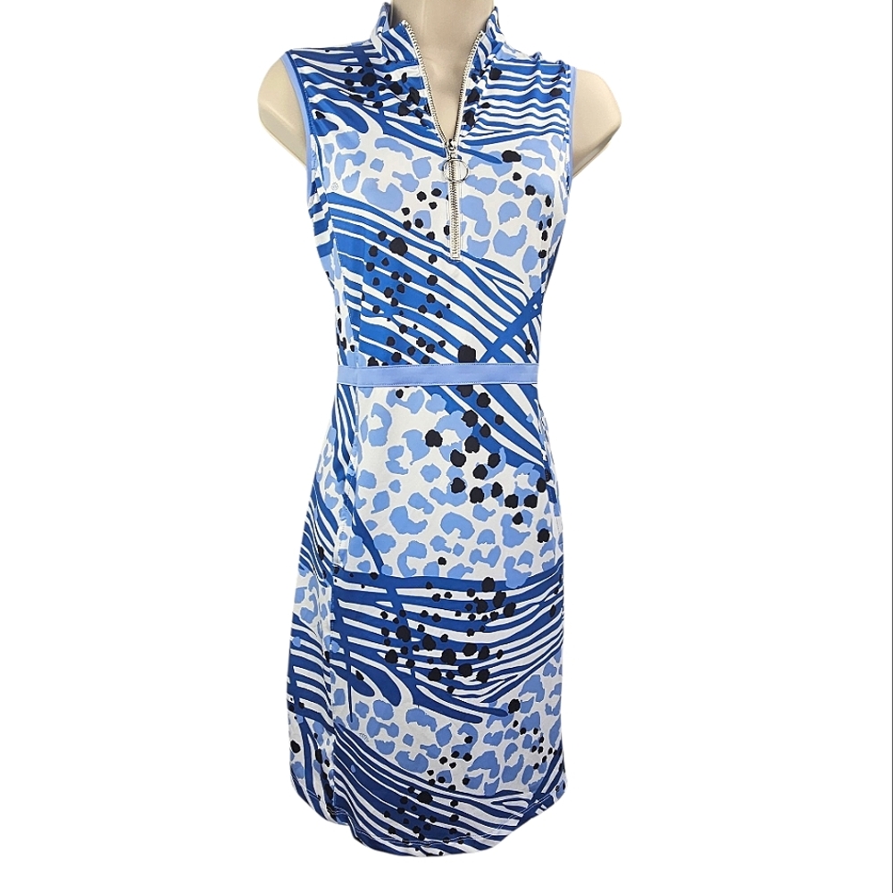 Ana Clare Active Lexi Blue & White Sleeveless Performance Dress